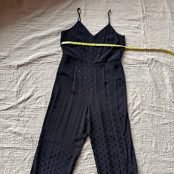 Anthropologie The Essential Women Black Polka Dot Wide Leg Jumpsuit Size 10 - Picture 1 of 6